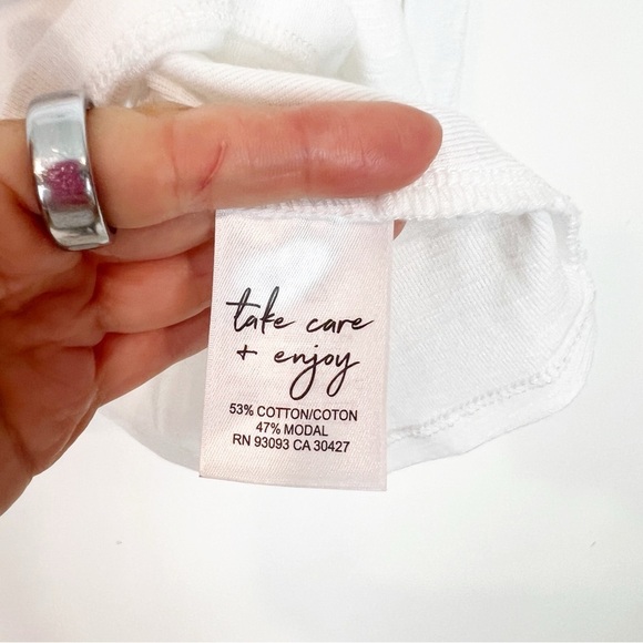 NZT NIC+ZOE WHITE LONG SLEEVE SQUARE NECK T-SHIRT WOMENS SZ LARGE - Picture 4 of 5